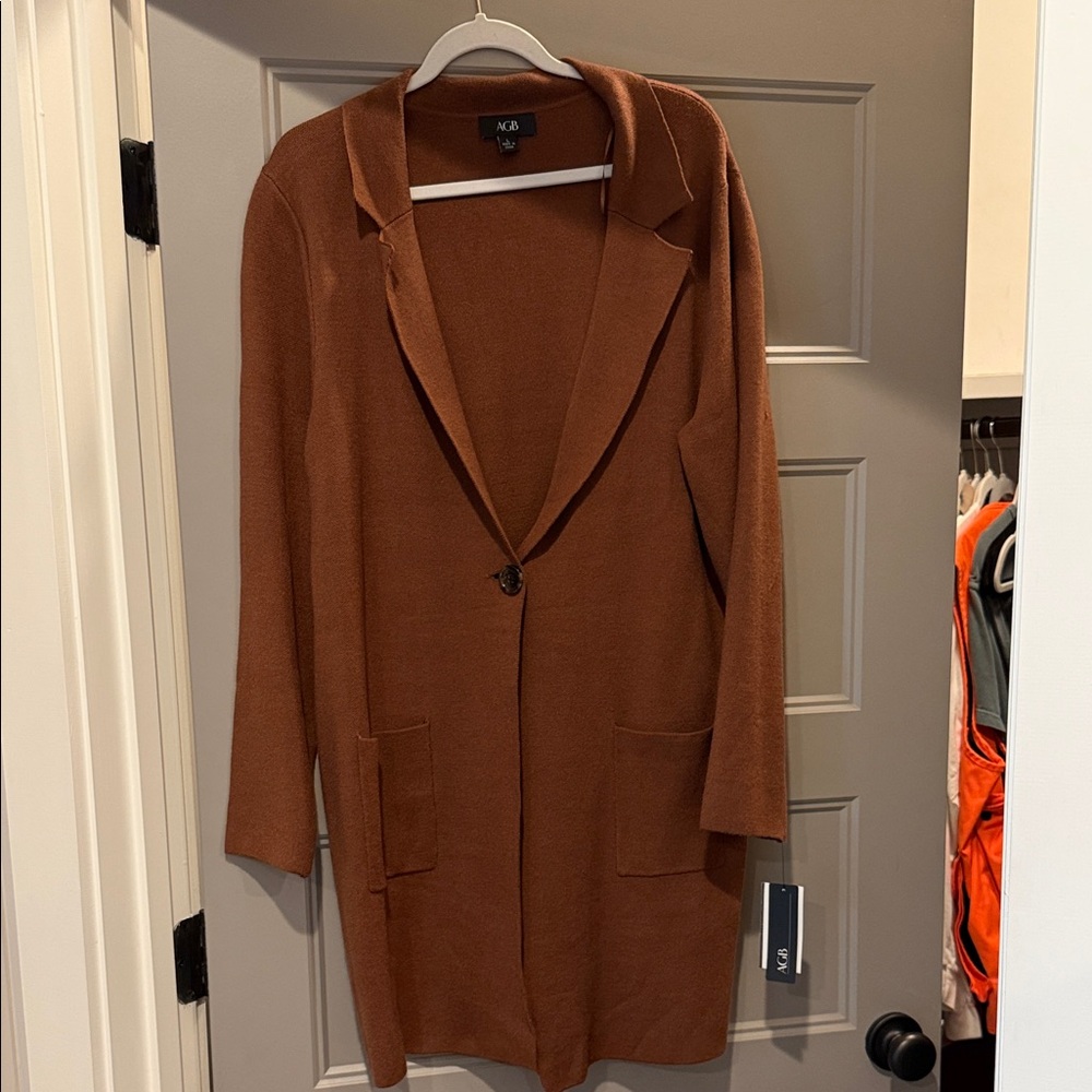 AGB Women's Tan Blazer Coat NEW